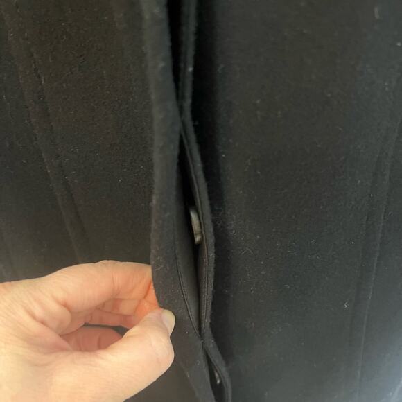 BABATON Women's The Connor Coat Short Virgin Wool Cashmere Coat Black Belted M - Picture 10 of 16